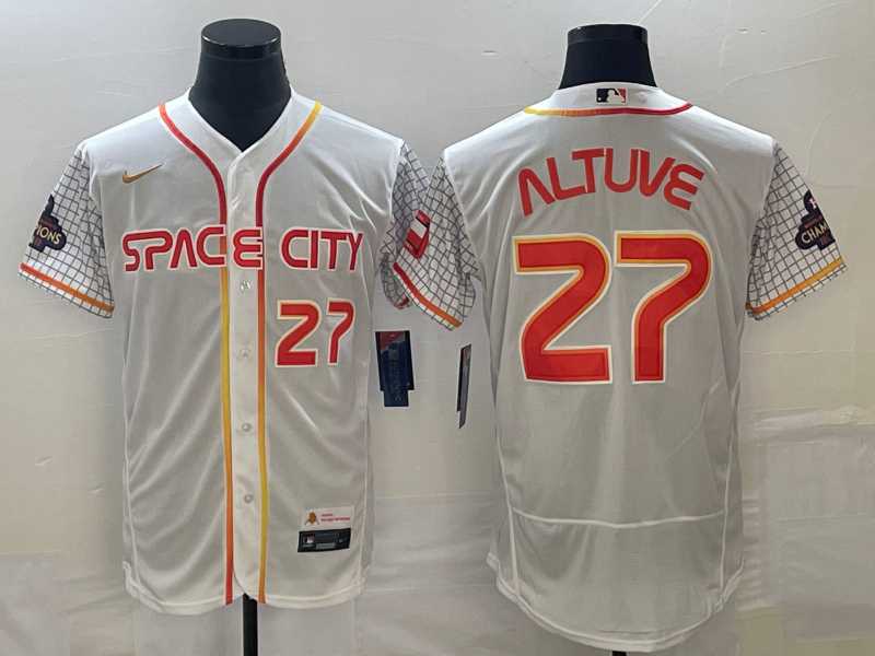 Men%27s Houston Astros #27 Jose Altuve Number White 2023 City Connect Flex Base Stitched Jerseys